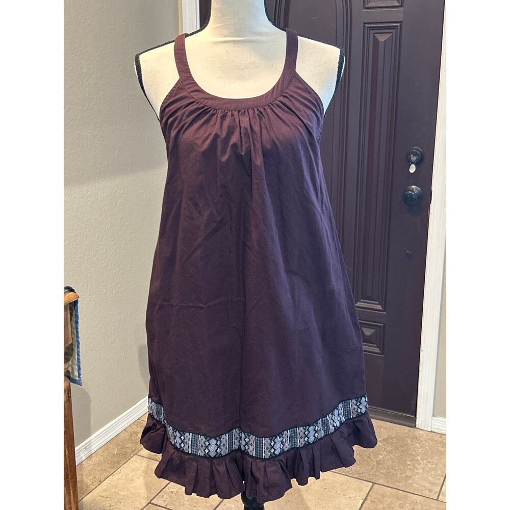 Free People Plum Boho Ruffle Pleated Sundress - Picture 1 of 6